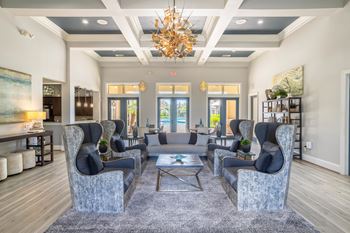 Living space with grey rug